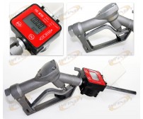 Fuel Gasoline Diesel Petrol Oil Gun Manual Nozzle Dispenser w/Digital Flow Meter